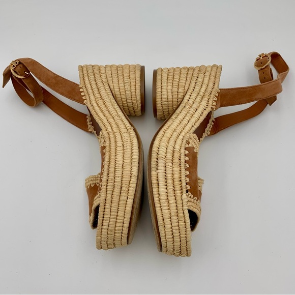 Tory Burch Adrianne Suede Sandals Espadrille Women Sz 10 Platform Tan Brown Boho - Picture 10 of 11